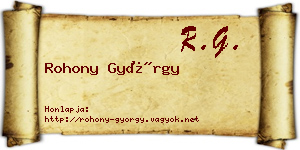 Rohony György névjegykártya